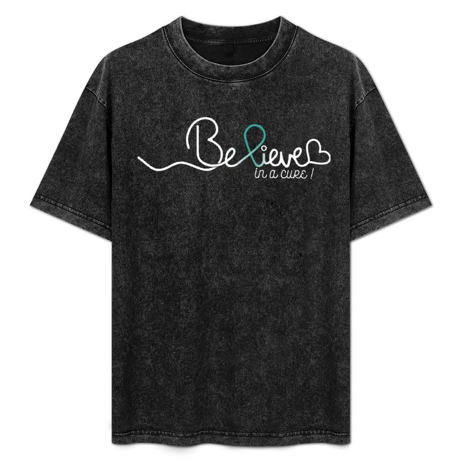 

Believe- Ovarian Cancer Awareness Gifts for Women Ovarian Cancer Support Ribbon T-Shirt Relaxed Fit Casual Short Sleeve Top