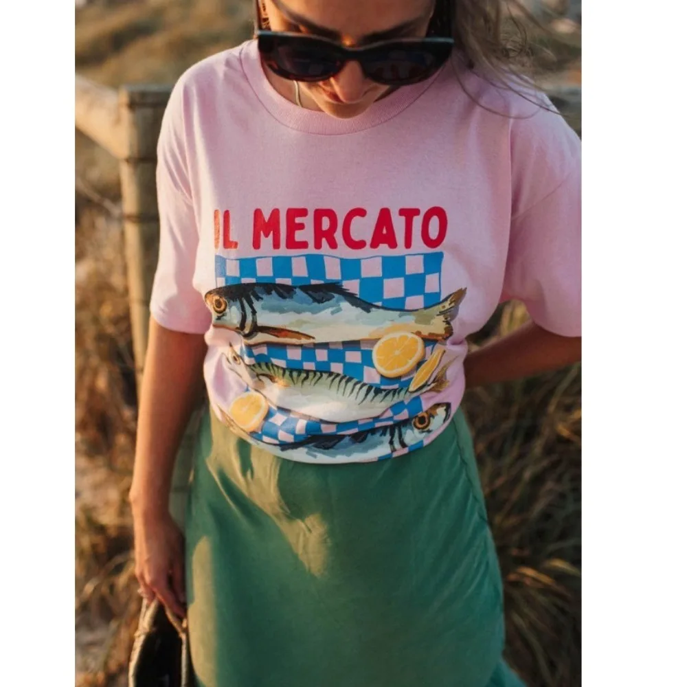 Il Mercato Shirt Sardines Shirt Italian Market Shirt Fisherman Aesthetic Coastal Aesthetic Tops Sardine Top Tinned Fish Tees