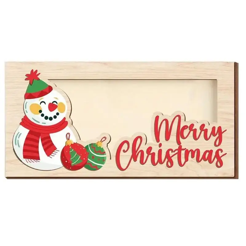 Merry Christmas Cash Holder Wooden Christmas Money Holders For Cash Snowmen And Letter Design Envelope Greeting Card Decoration