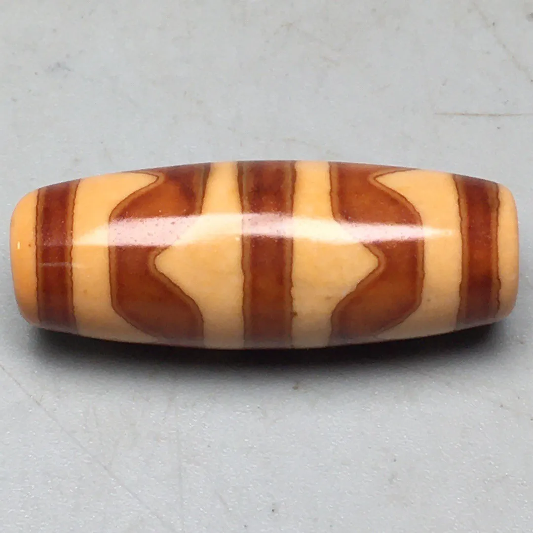Rare Tibetan Old Agate Dzi Tiger Teeth Bead 29mm S0412