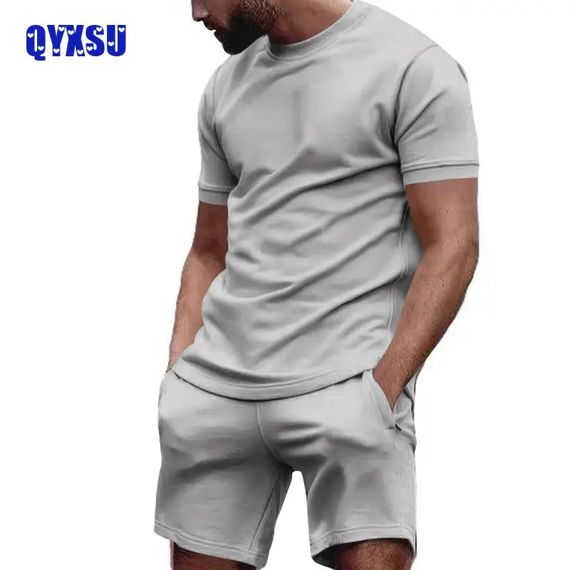 Summer  Men's Sportswear Short Sleeved T-shirt + Sports Shorts Quick Drying, Breathable Cool Fitness Fashion Two-piece Set