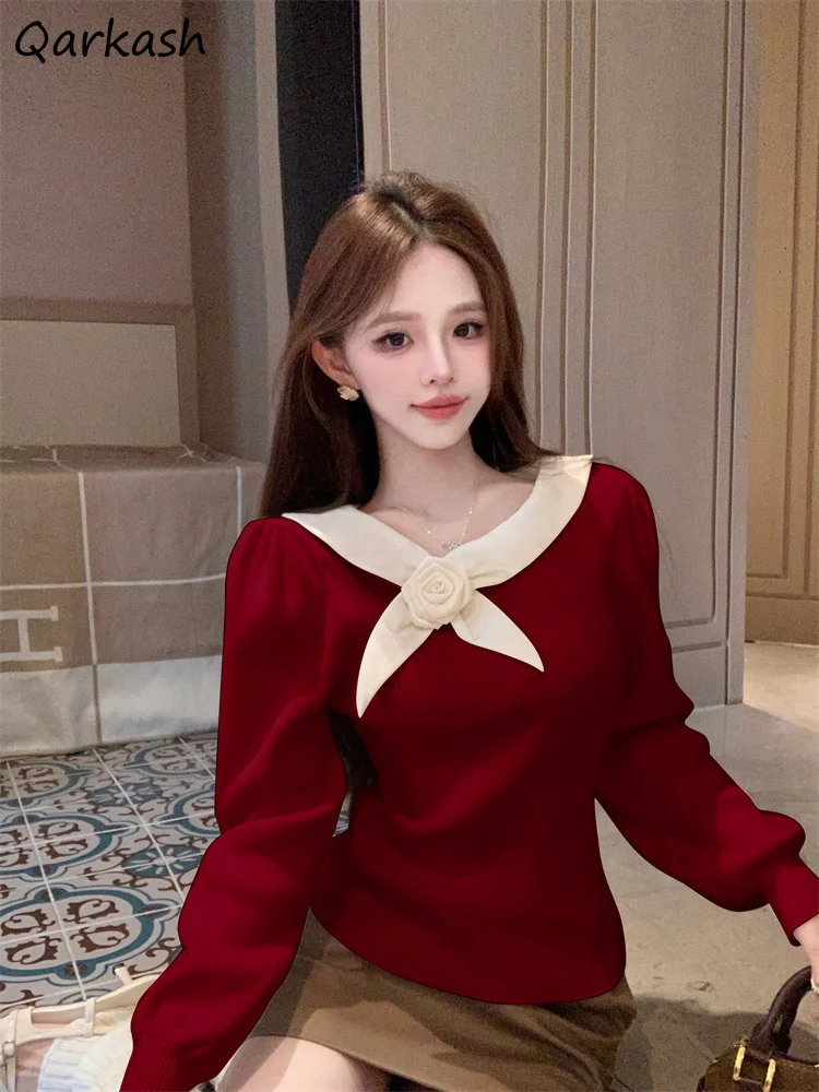 

Pullovers Women Slimming Stylish O-neck Office Lady Graceful Autumn Winter Knitted Sweaters Aesthetic Age-reducing All-match Ins