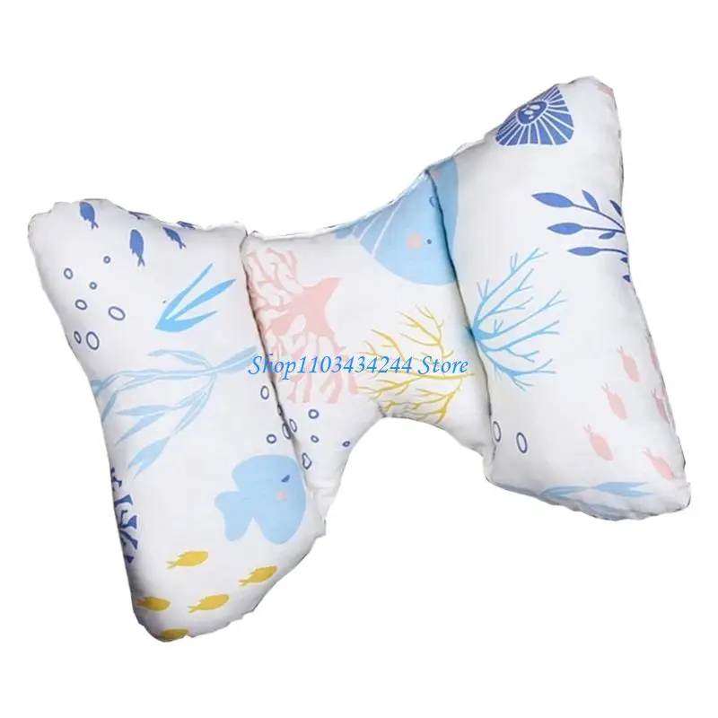 Breathable Cotton Infant Head Support Pillow With Butterfly Ergonomic Design For Strollers Car And Cradles
