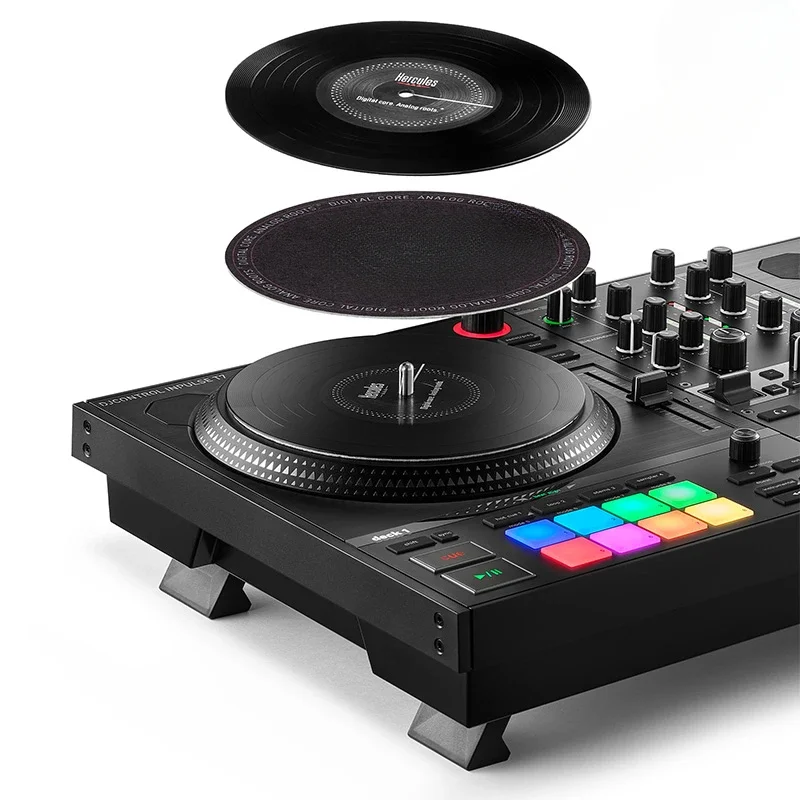 The new T7 performance DJ player, electric vinyl record plate, full set of DJ station controllers