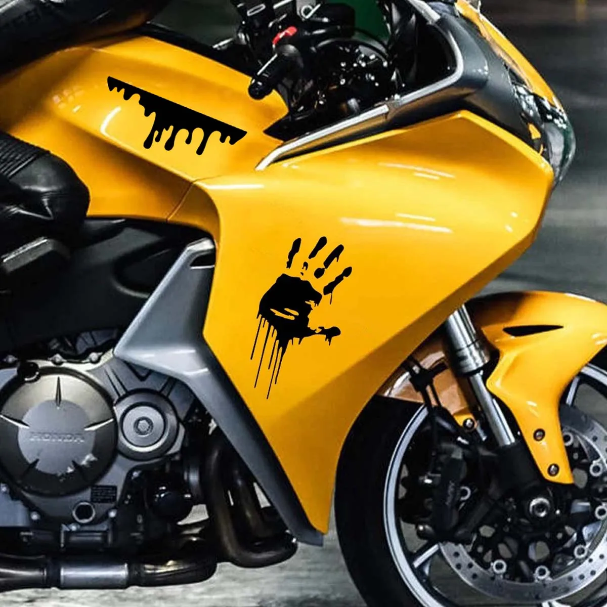 Palms Print Blood Drip Reflective Motorcycle Stickers Moto Bike Helmet Fuel Tank Windshield Decorative Vinyl Decals Accessories