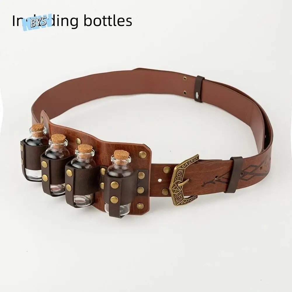 

Retro Embossed Viking Renaissance Belt Vintage Printing Celtic Belt PU Knight Leather Medieval Waistband Photo Pros