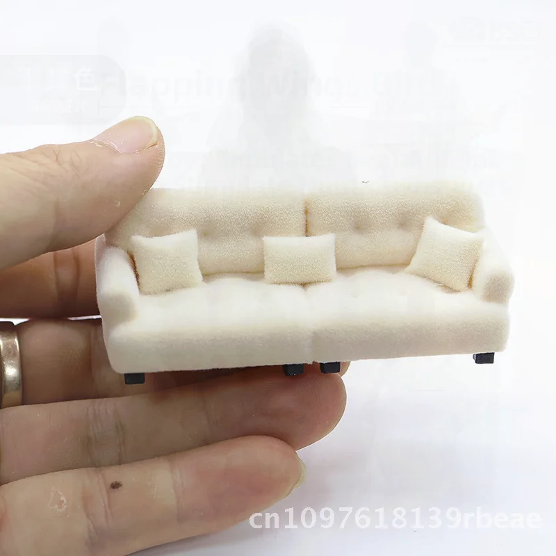 مقياس 1:12 دمية مصغرة طقم أريكة توافدوا كريم نمط الاصطناعي أثاث صغير لعب منزل لعبة نموذج الحلي للأطفال #5
