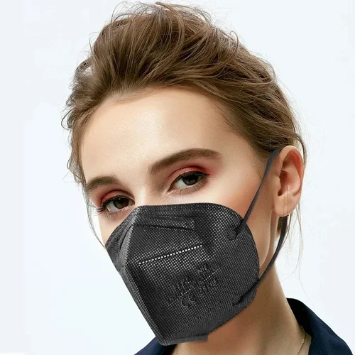 Imagen 2 del producto Mascarilla kn95 FFP2 para adulto, máscara protectora de 5 capas, de tela negra, con filtro, 15 colores