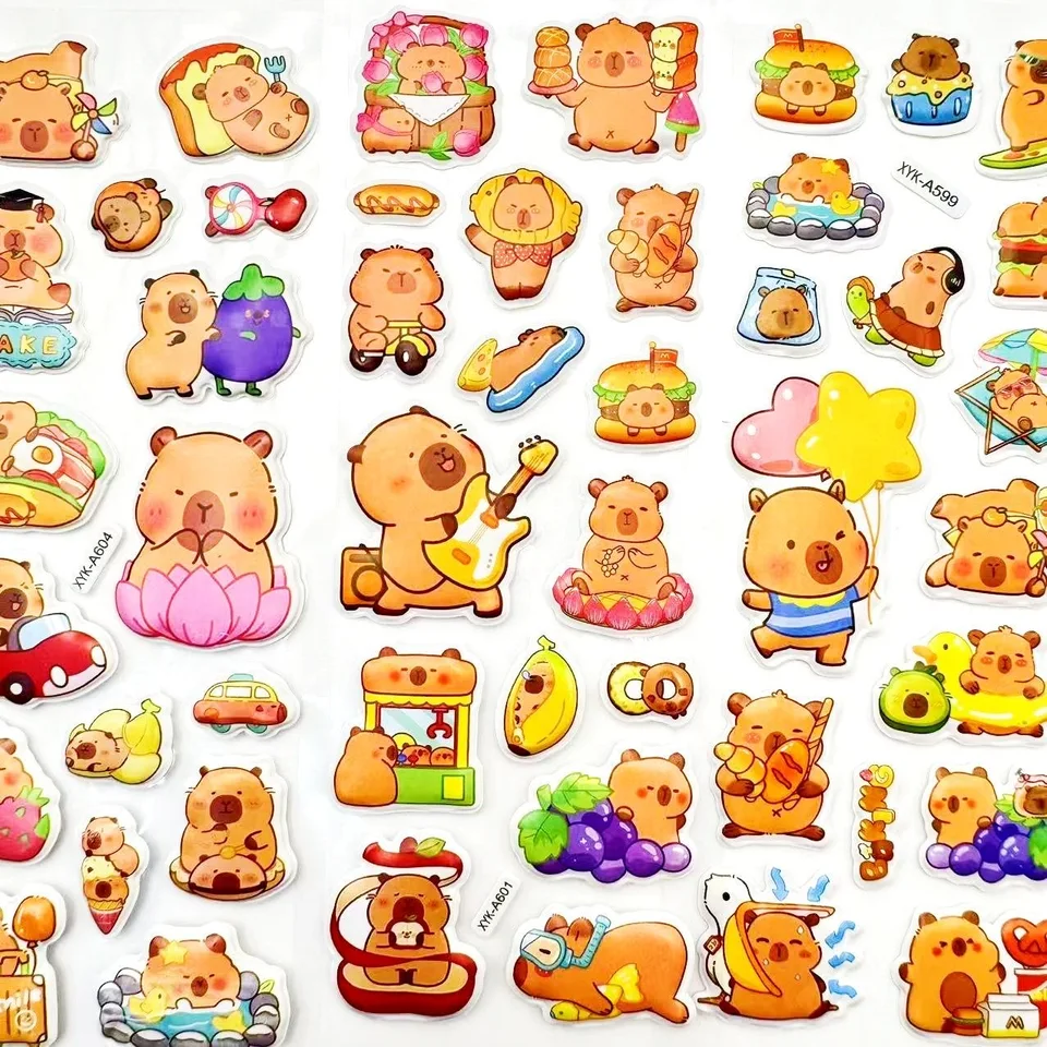 Pegatinas 3D De Capibara – Set De Adhesivos Con Relieve, Diseños Divertidos Y Coloridos, Ideales Para Manualidades, Viajes, Halloween Y Rellenos De Calcetines