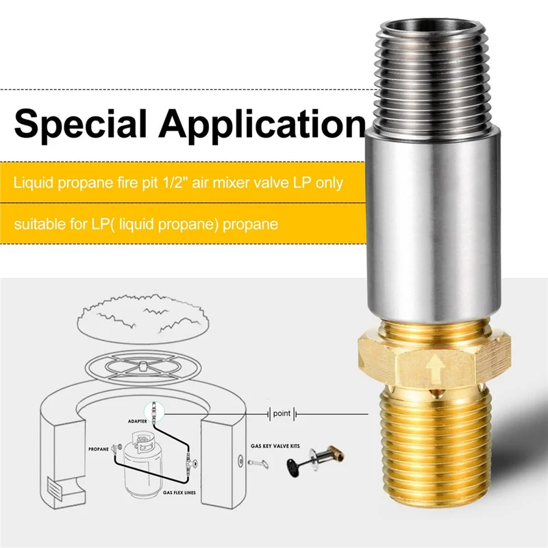 

A11E-Платья для жидкого пропана, 1/2 дюйма, воздушный смесительный клапан, смесительный клапан высокой мощности 90 К БТЕ для уличной газовой ямы для пропана