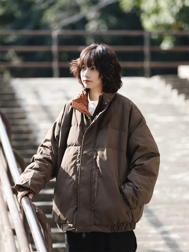 

Ретро-японская утепленная хлопковая куртка-пуховик для молодежи, зимняя теплая повседневная рабочая куртка с воротником-стойкой