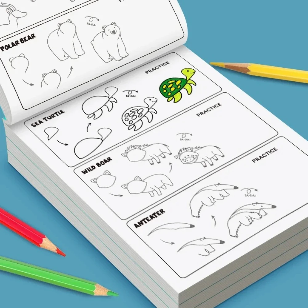 Kids Step by Step Drawing Book DIY Coloring Pages Learn How to Draw Easy Tutorial Creative Art Activity Gift for Children