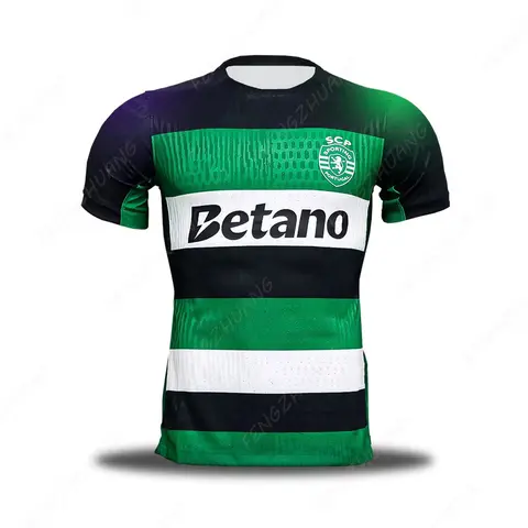 Sporting CP 2024-25 홈 저지 최신 야외 빠른 건조 축구 유니폼 여름 클래식 캐주얼 티 느슨한 패션 운동 저지