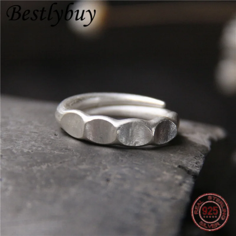 

Original Design Handmade Jewelry Men's and Women's 925 Pure Silver Retro Personalized Hammer Pattern Ring