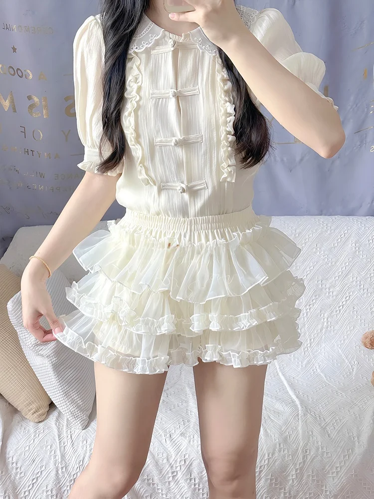 Lolita Pumpkin Print Skirt Hoop Dog ort Daily Se Pants Cake Sle Fro Skirt Thin Base Layer Pants for Casual Wear