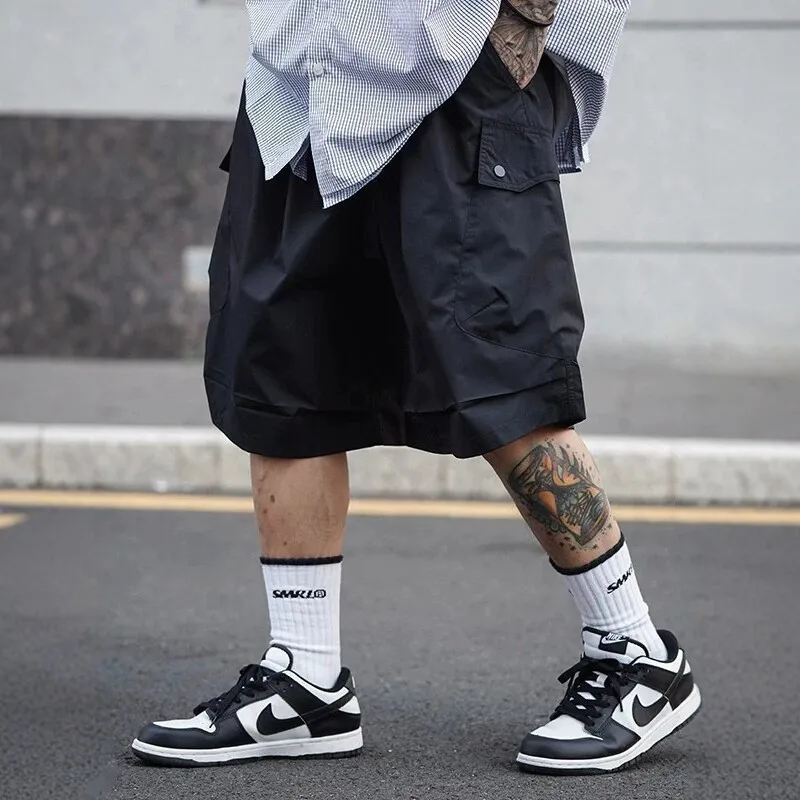 Men's Quick Dry Cargo Shorts Summer Lightweight Japanese Retro Loose Fit Five Quarter Multi Pocket Casual Shorts for Men