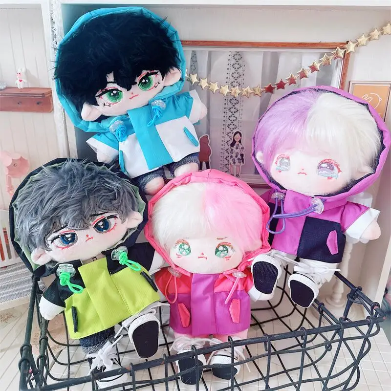 1SET 20CM Star Doll Clothes Outdoor Jackets+Shoes+Shorts Dress Up Plush Doll Accessories Kpop Idol Dolls Gift DIY Toys