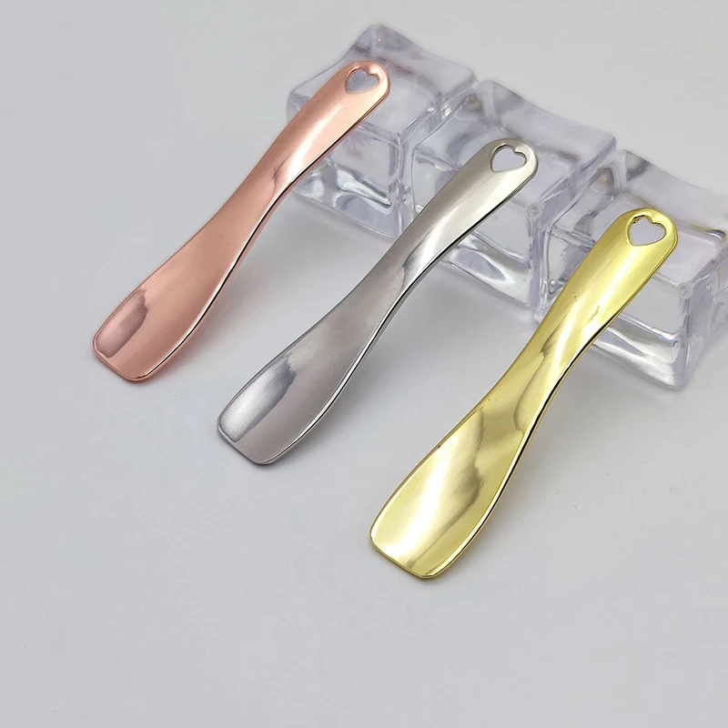 1pcs Metal Zinc Mini Cosmetic Spatula Curved Scoop Gold Silver Makeup Mask Cream Spoon Eye Cream Stick Beauty Scoop