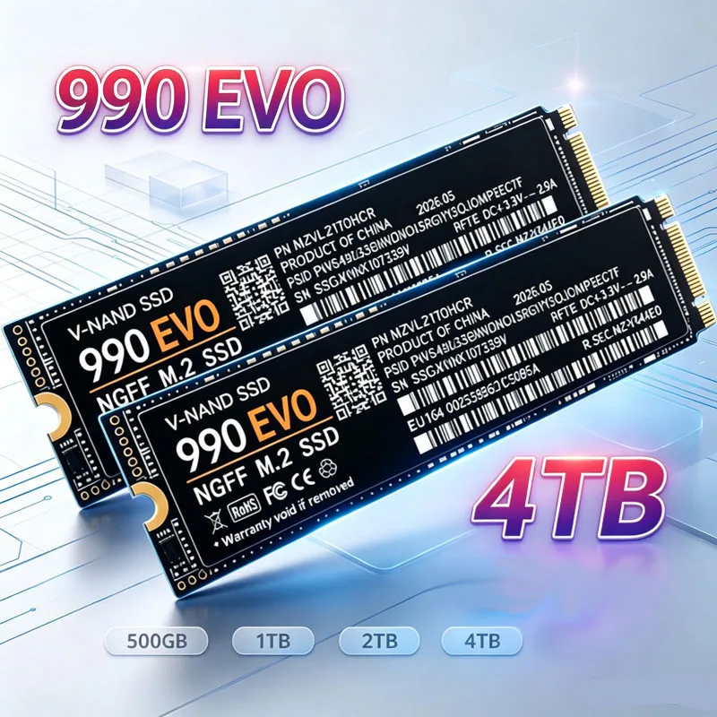 SSD portátil 990EVO M.2 NGFF, PCIe 4.0, formato 2280, SSD interno, 500 GB/1 TB/2 TB/4 TB, armazenamento de alta velocidade para portáteis e computadores de mesa.