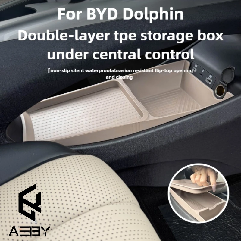 

AEBY For BYD Dolphin Smart Driving Edition 2025 Car Central Lower Layer Double Layer Tray Divider Organizer Storage Box Tidying