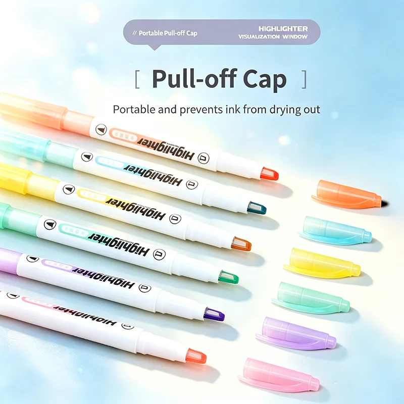 Dual Tip Highlighter with Visual Window – See-Through Design for Precision Highlighting, 2-in-1 Marker for School Office Journal