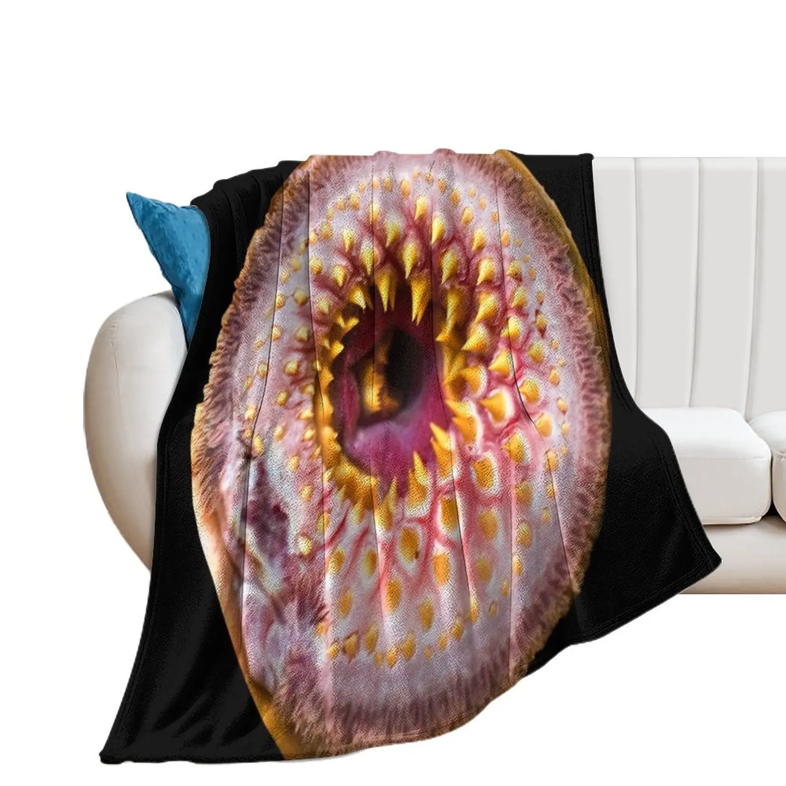 

Lamprey eel mask Throw Blanket Bed Hair Thermals For Travel Blankets