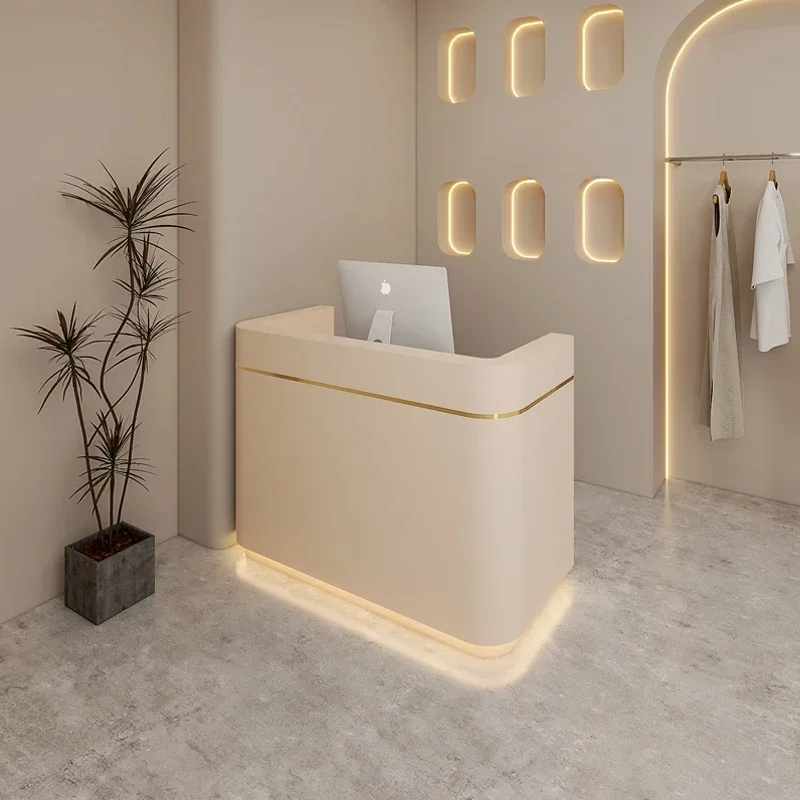 Light Corner Reception Desks Design Stylish Luxury Modern Reception Center Front Checkout Mostrador Negocio Commercial Furniture