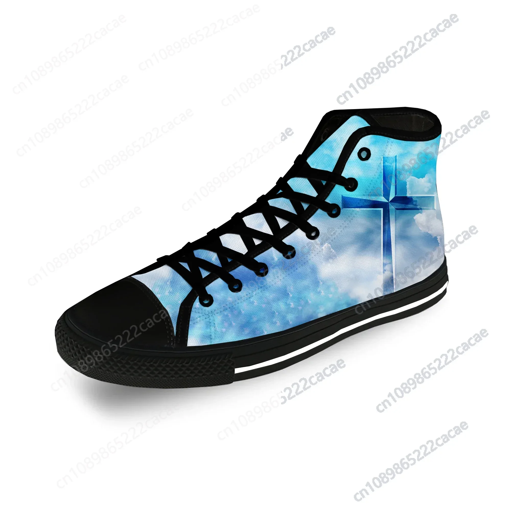 

Cross Jesus Christ Christian Cool Casual Cloth Fashion 3D Print High Top Canvas Shoes Men Women Lightweight Breathable Sneakers