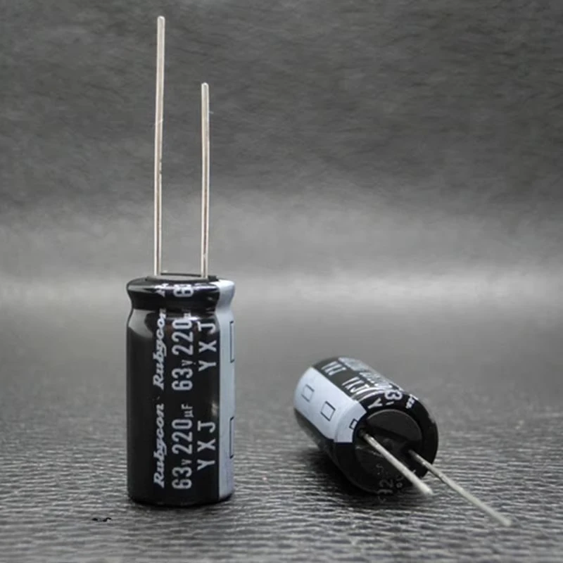 (2PCS) Rubycon YXJ 63v220uF  10*20mm Aluminum Electrolytic Capacitor 220UF63V   Through Hole 105 ℃ Fixed Capacitor