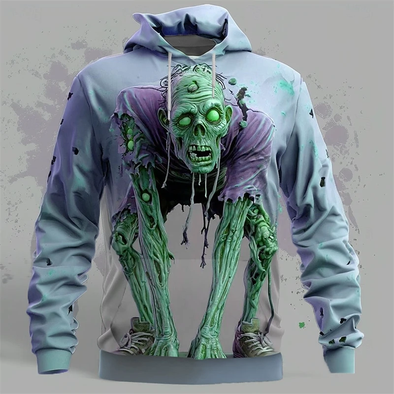 New 3D Printed Hallowma Terror Pattern Casual Hoodies For Man Women Trendy Vintage Casual Hooded Personalized Abstract Tops