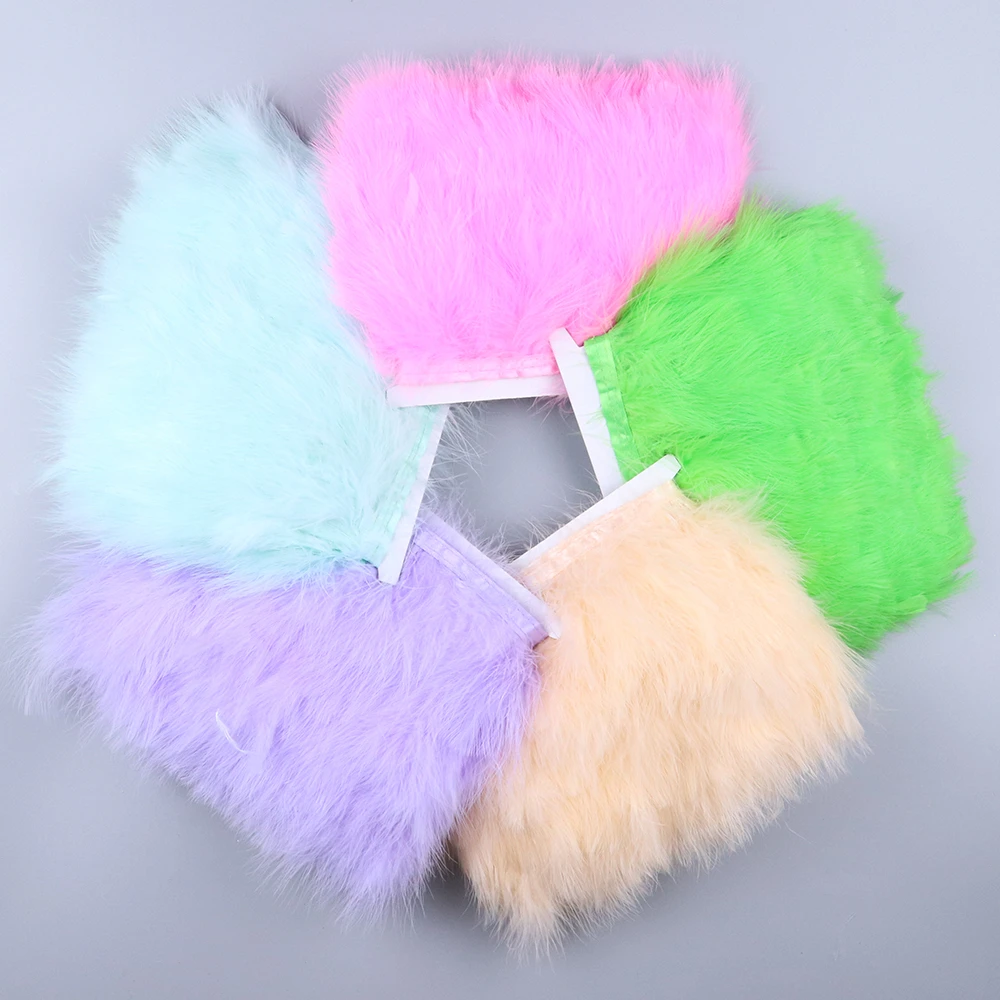 Fluffy Marabou Feather Trims Fringe for Dress Decoration DIY Crafts 5-7cm Natural Plumages Selvage