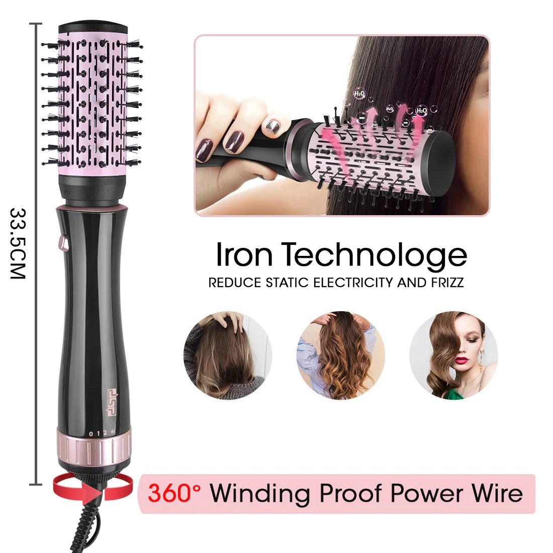 7 in 1 Kit Hair Straightening Comb Set Hair Dryer Brush Multifunctional Hot Cold Wind Curling Straightening Curling Iron Comb