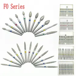 50Pcs/5Boxes Dental Diamond Burs Dental High Speed Handpiece Diamond Burs Dental Diamond Burs 1.6mm Shank FO Series