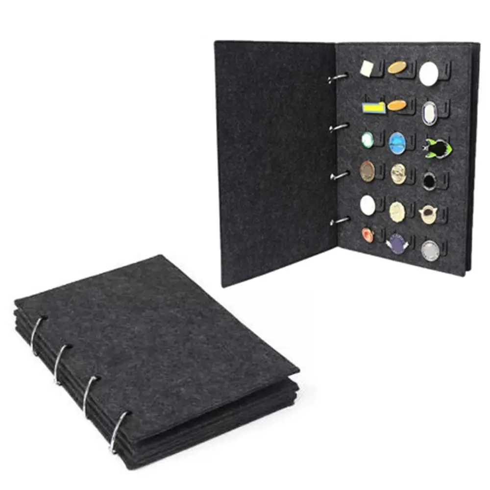 Felt Brooch Pin Organizer Dust-proof Large Capacity Pin Display Stable with 4 Pages Jewelry Display Book Earrings/Necklace/Rings