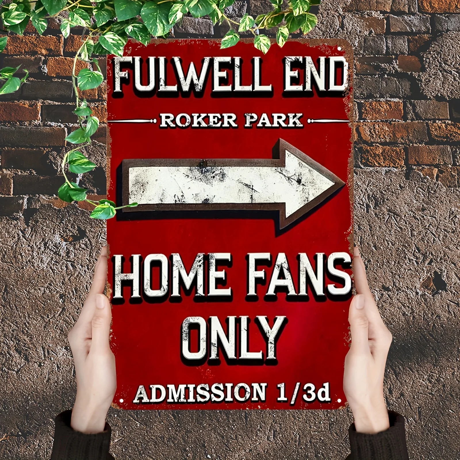 Vintage Sunderland Football Club Blechschild - Retro Metall-Wanddekoration für Heimfans, Weiß mit Schwarzem & Rotem Text, Perfekt für M