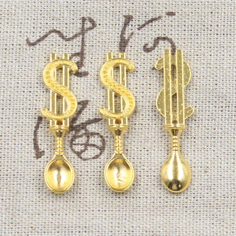 20pcs Charms Money Dollar Spoon 37x9mm Antique Silver Color Plated Pendants Making DIY Handmade Tibetan Silver Color Jewelry