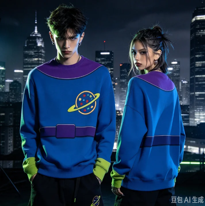 2026 FamilyMatching Cartoon Astronaut Full Print Crewneck Sweatshirt, Anime Cosplay Outfit Loose Long Sleeve Pullover