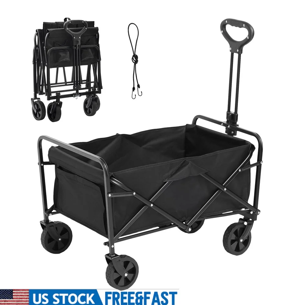 

Compact Foldable Trolley Utility Cart 220 lbs Load Capacity All Terrain 5in Swivel Wheels Ergonomic Handle Easy Storage Ideal