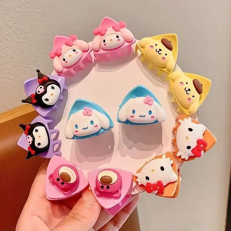 Hello Kitty Sanrio Cinnamoroll Plush Hairpins Women Kuromi Hair Claws Girl Barrettes My Melody Hair Accessory Kid Christmas Gift