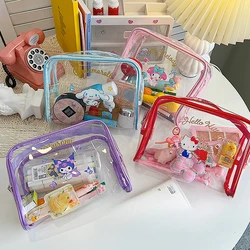 New Sanrio Cartoon transparent Pen bag ins Wind Waterproof Travel Toiletry Bag Large capacity portable makeup bag