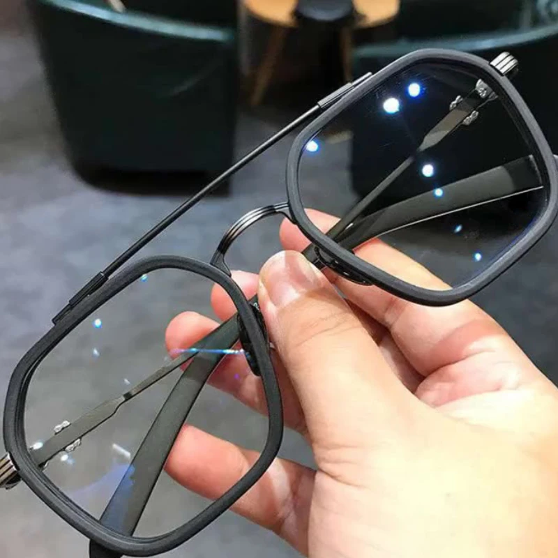 Mężczyźni i kobiety Retro Big Frame Koreańska wersja Double Beam Big Face Anti-Blue Light Tide Style Okulary krótkowzroczne