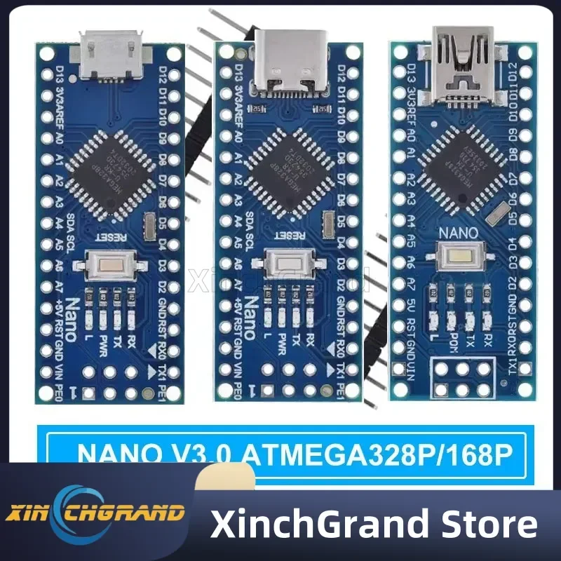 

Mini / Type-C / Micro USB Nano 3.0 With the bootloader compatible Nano controller for arduino CH340 USB driver 16Mhz ATMEGA328P