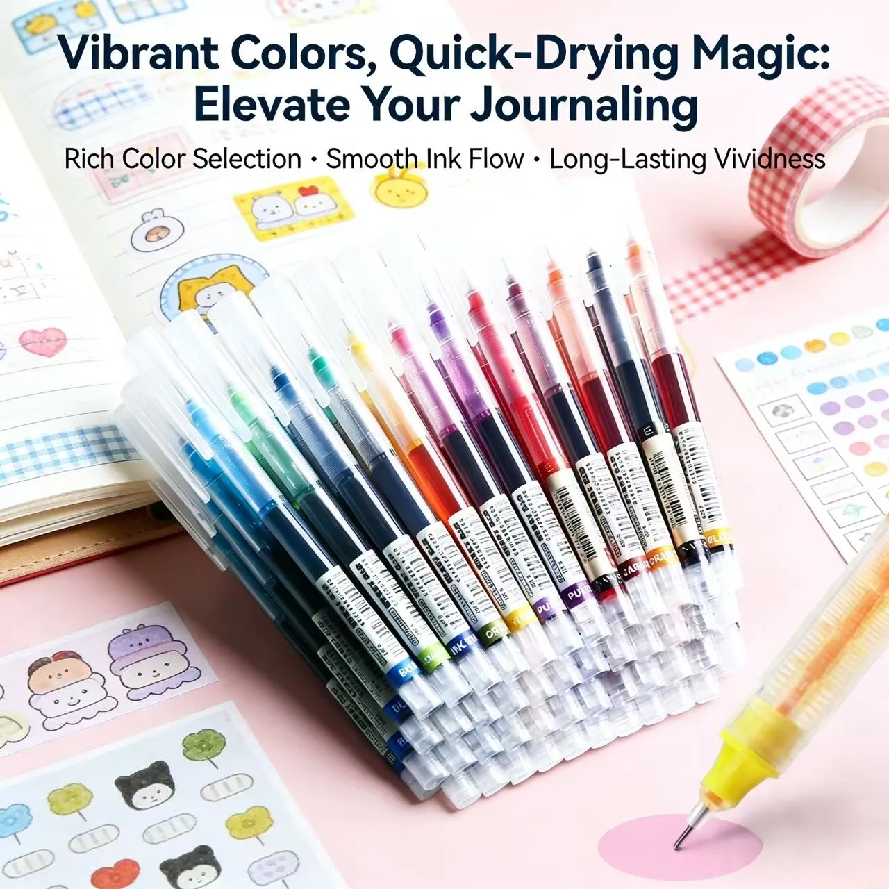 5-50PCS Straight Liquid Color Pen Set, Fine Tip Gel Pens for Drawing Pens for Writing Pen Office Kawaii School Supplies Cute Pen