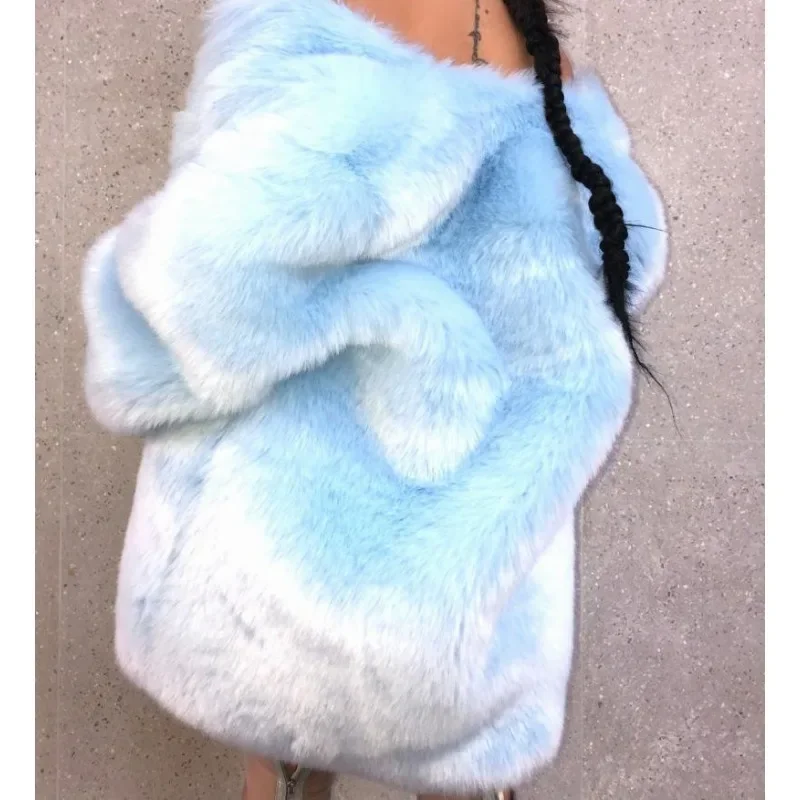 Women Jacket Faux Fur Fluffy Winter Warm Coat Fashion Cardigan 2023 Femme Overcoat Ladies Clothes