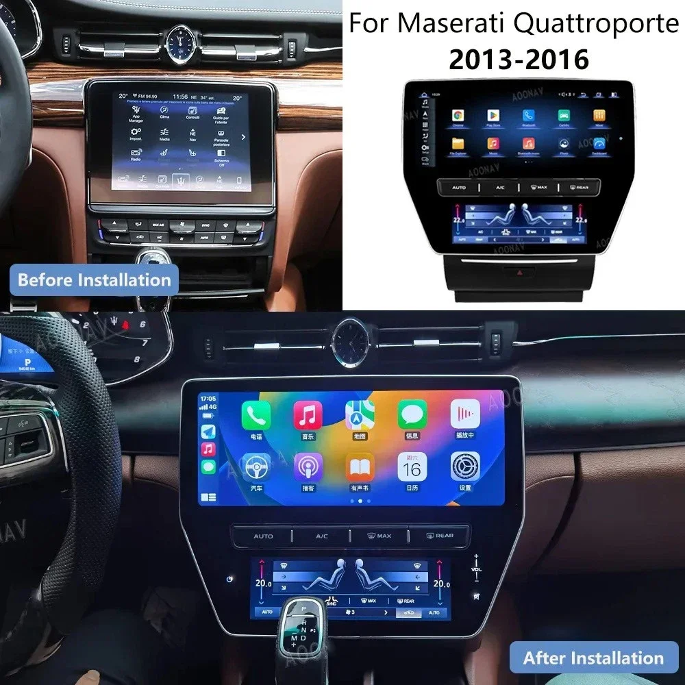 22 Inch Android 12 For Maserati Quattroporte 2013-2020 Car Radio QLED Touch Screen Multimedia Player Auto AC Control Panel