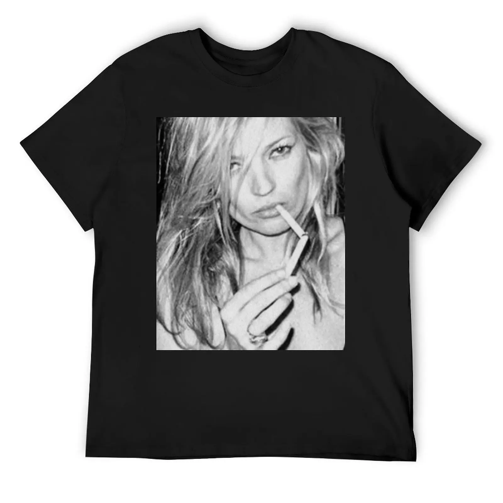 

KATE MOSS SMOKING FASHION PHOTOGRAPHY 90s Black and white Editorial Cigarette T-Shirt designer shirts tees mens designer t shirt