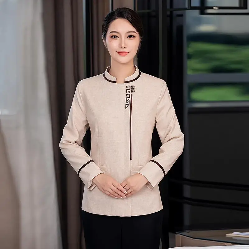 

Autumn and Winter Hotel Guest Room Hospital Community Property Company Aunt Work Clothes Long Sleeve Cleaning Service Uniform Wo