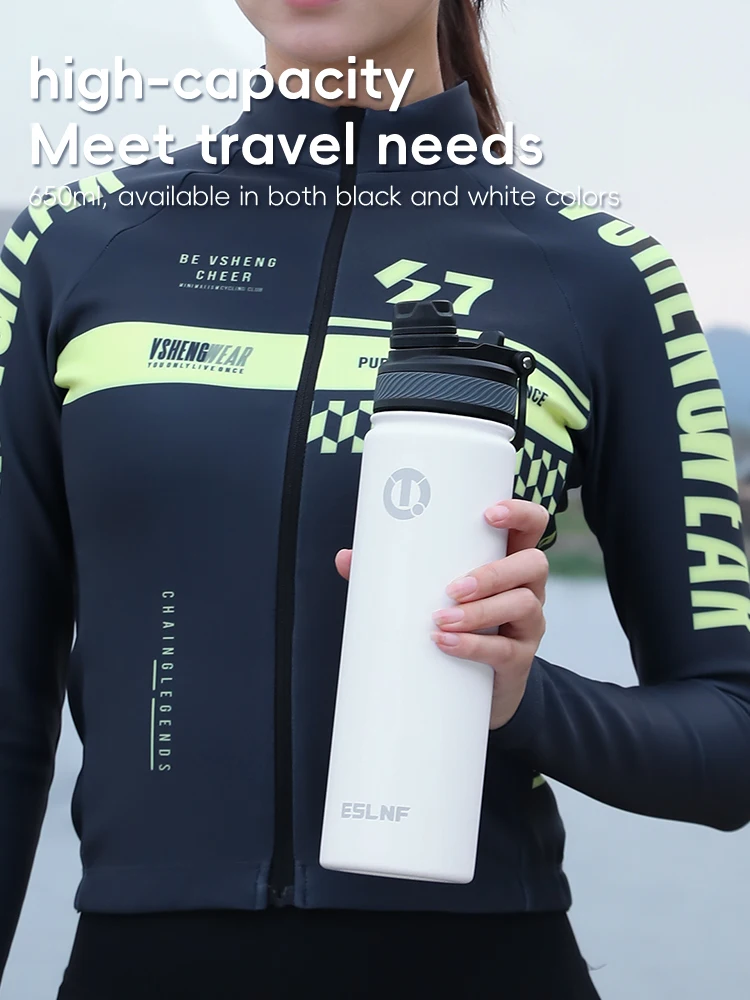 زجاجة مياه حرارية لركوب الدراجات سعة 0.65 لتر، غلاية معزولة بسعة كبيرة، كوب ماء للتخزين الحراري، ملحقات ركوب الدراجات الجبلية الرياضية