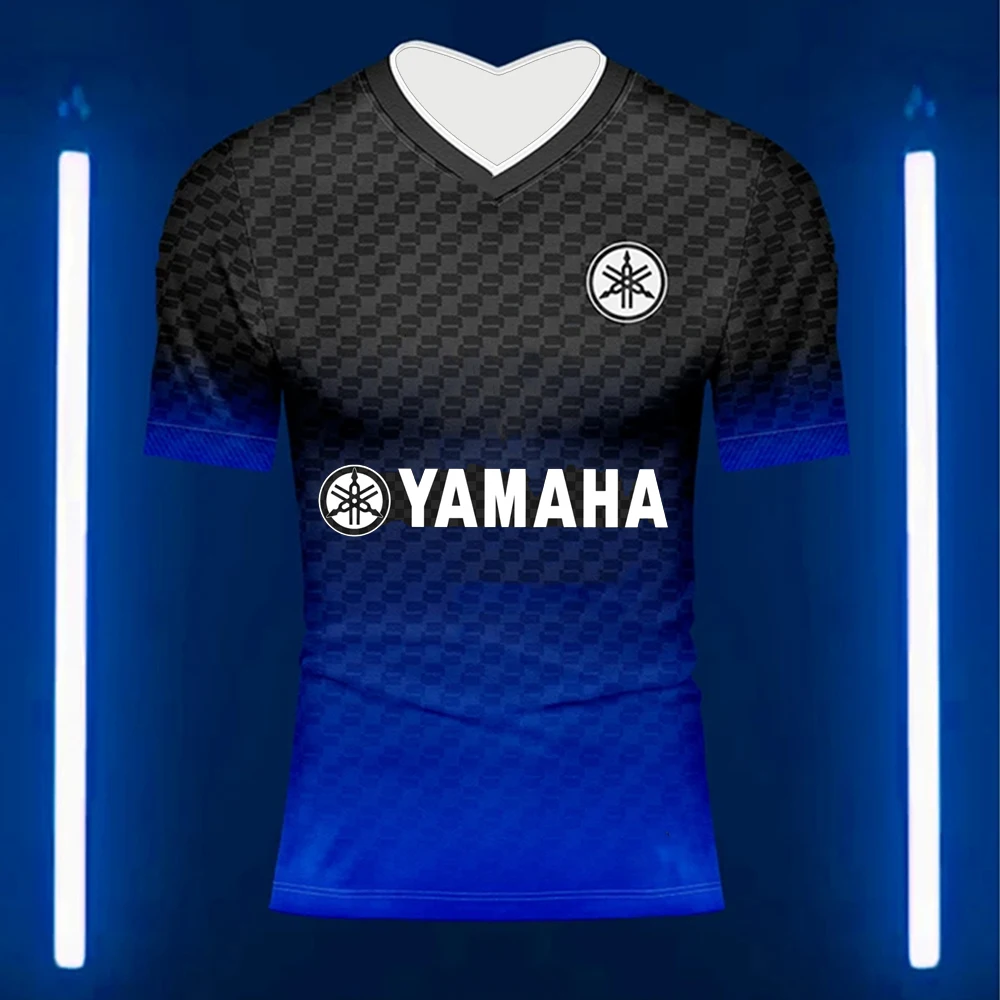 ياماها دراجة نارية المتحمسين قصيرة الأكمام الرجال المتضخم ثلاثية الأبعاد شبكة تنفس التجفيف السريع جيرسي الشارع موضة تي شيرت غير رسمي #1