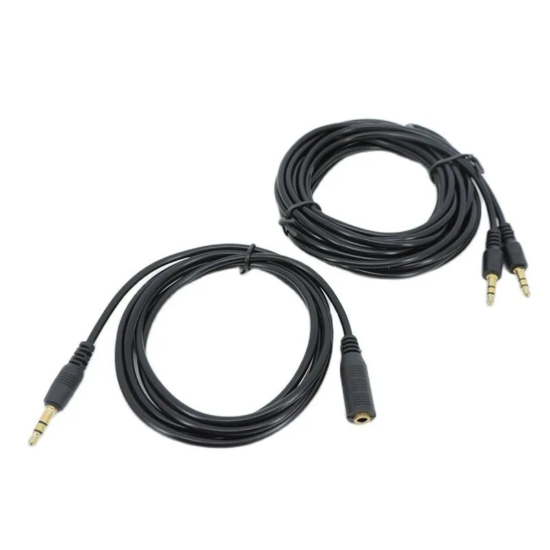 10pcs 1.5/3/5m Male to Female 3.5mm Jack Male to Male Plug Stereo Aux Extension Cable Cord Audio for Headphone Earphone J17